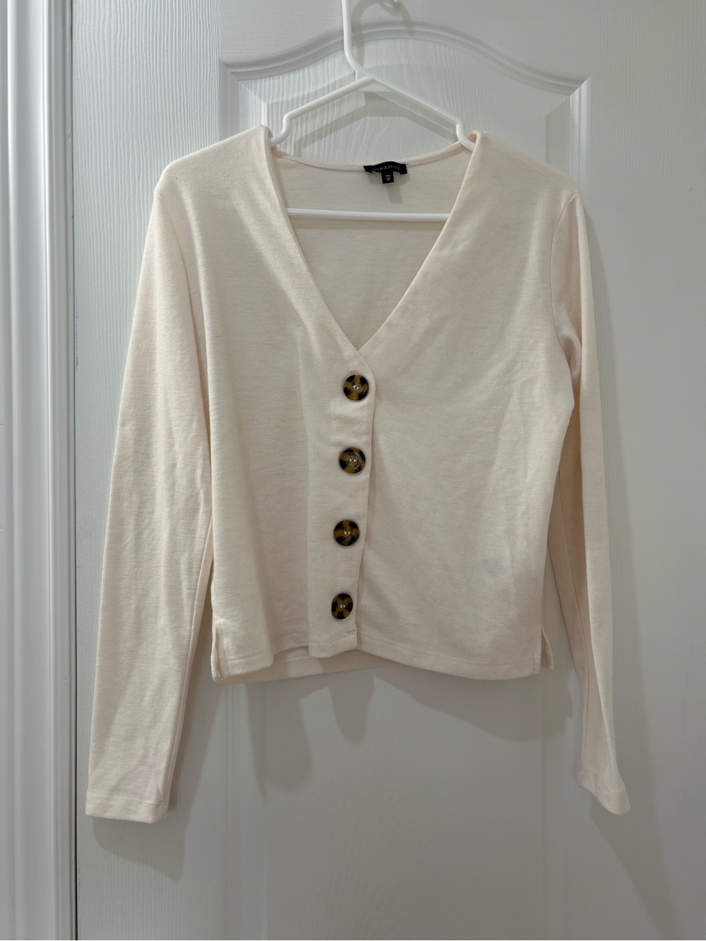 Dynamite Off White V-Neck Button Front Women's Cardigan